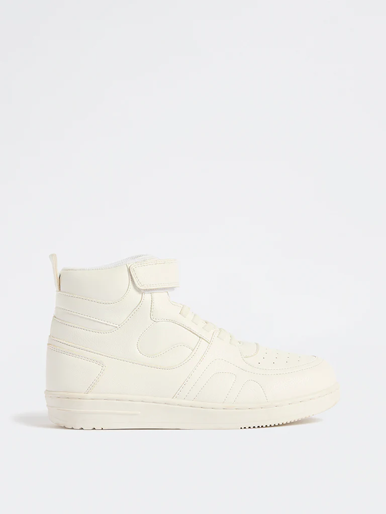 Yellow White Perforated High-Top Sneakers