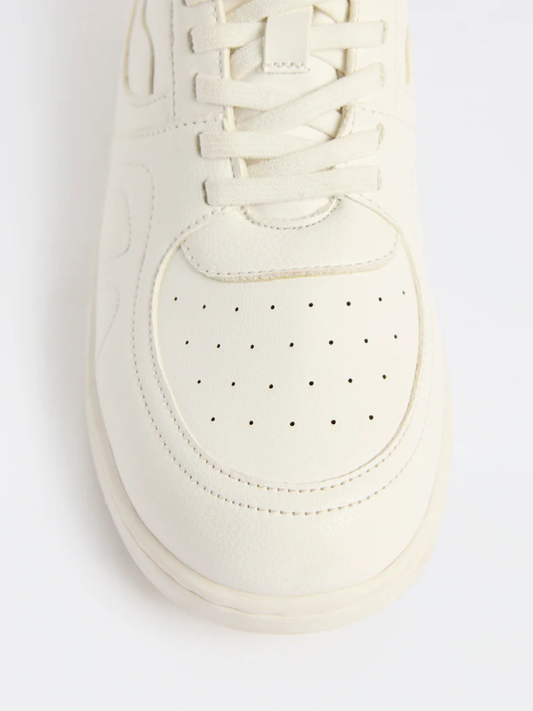 Yellow White Perforated High-Top Sneakers - Image 3