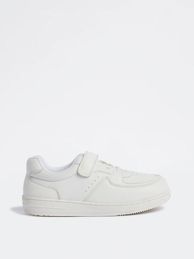 Yellow White Perforated Lace-Up Sneakers