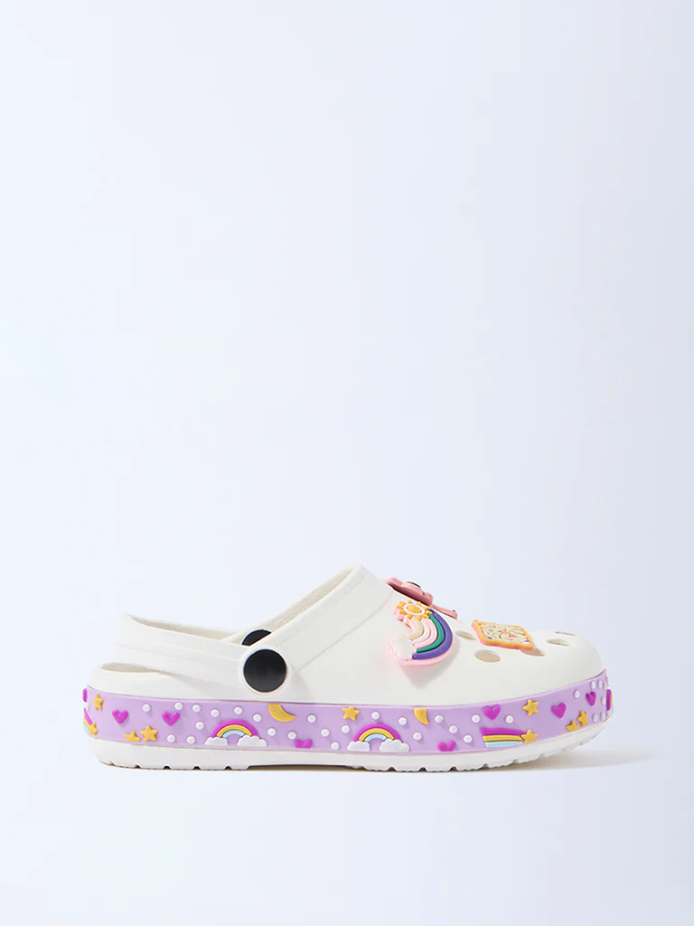 Yellow White Unicorn-Themed Clogs