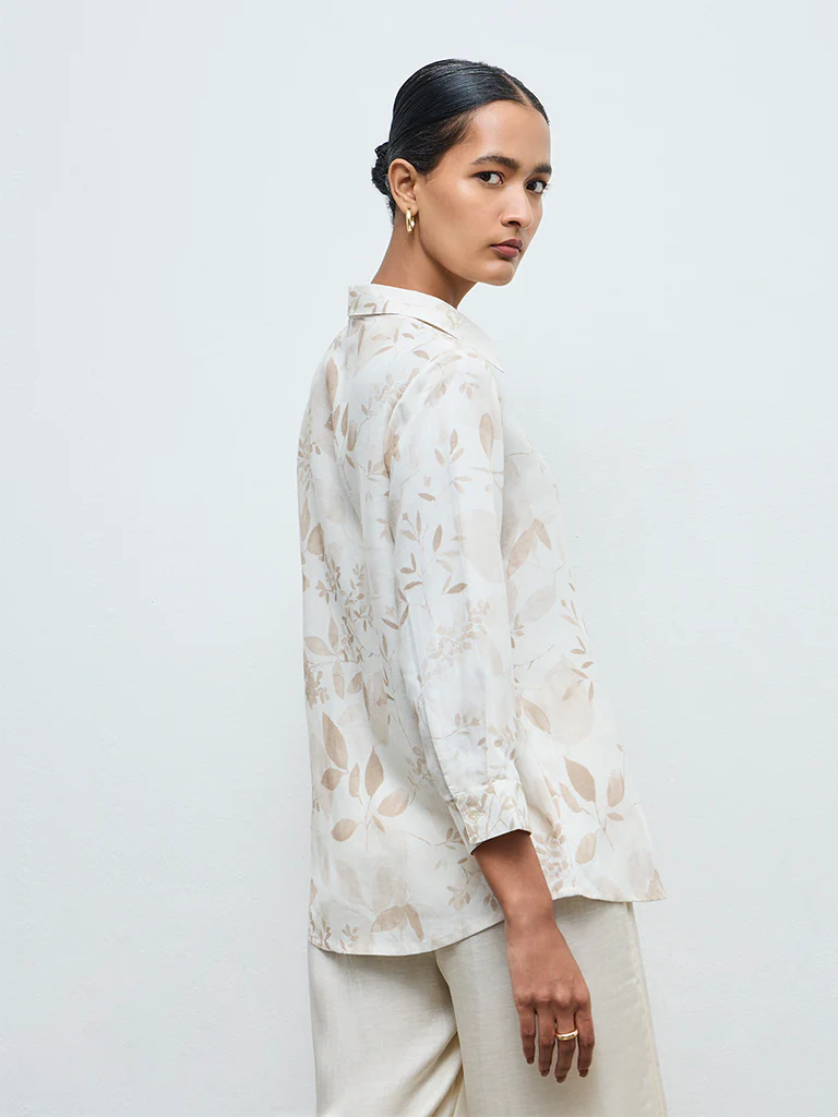 Zuba Beige Botanical Design Tunic - Image 4