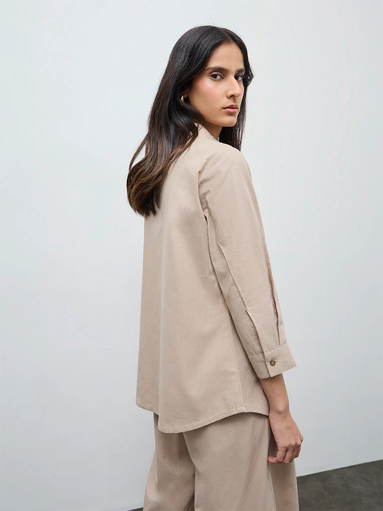 Zuba Beige Floral Embroidered Cotton-Blend Tunic - Image 4
