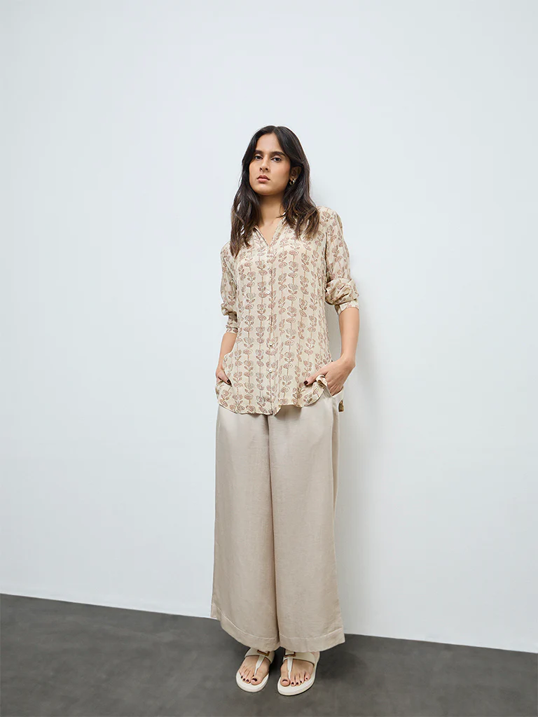 Zuba Beige Floral Tunic