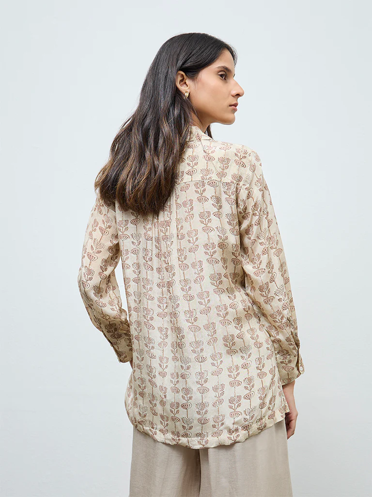 Zuba Beige Floral Tunic - Image 4