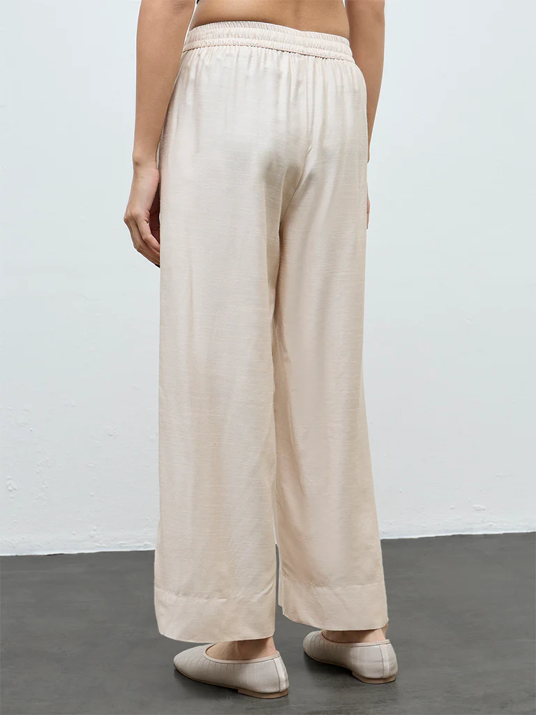 Zuba Beige Solid Pants - Image 4