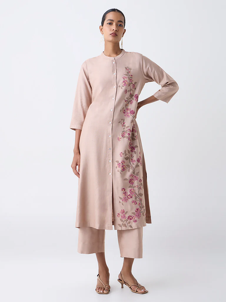 Zuba Beige Solid Pants - Image 2