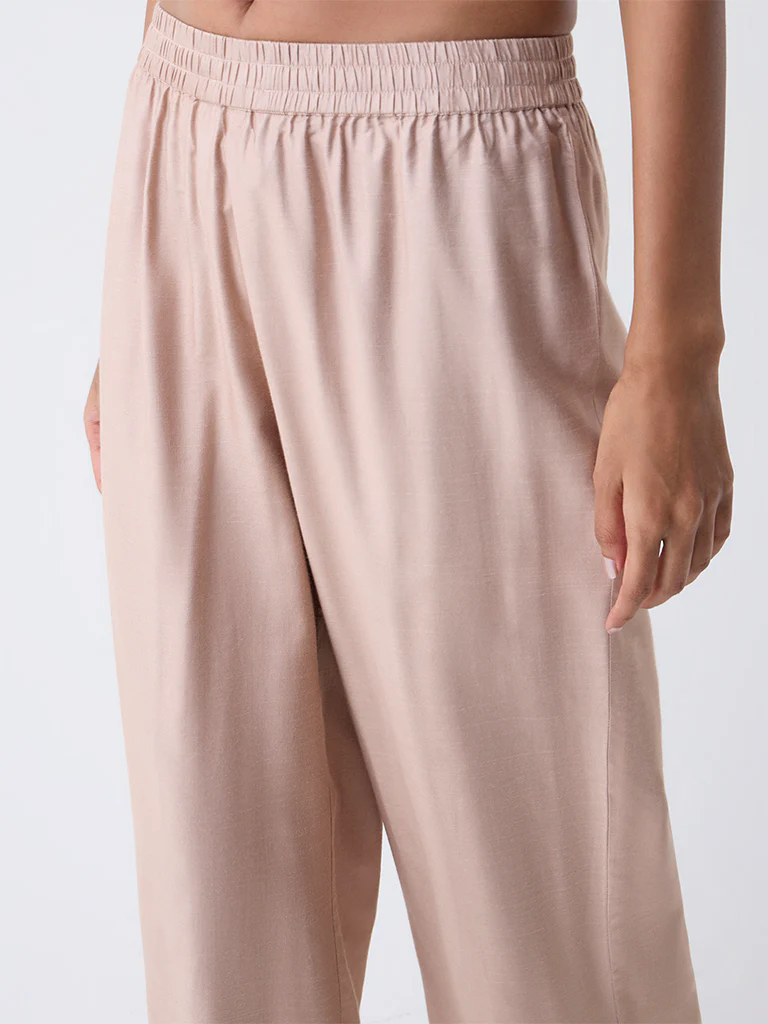 Zuba Beige Solid Pants - Image 3