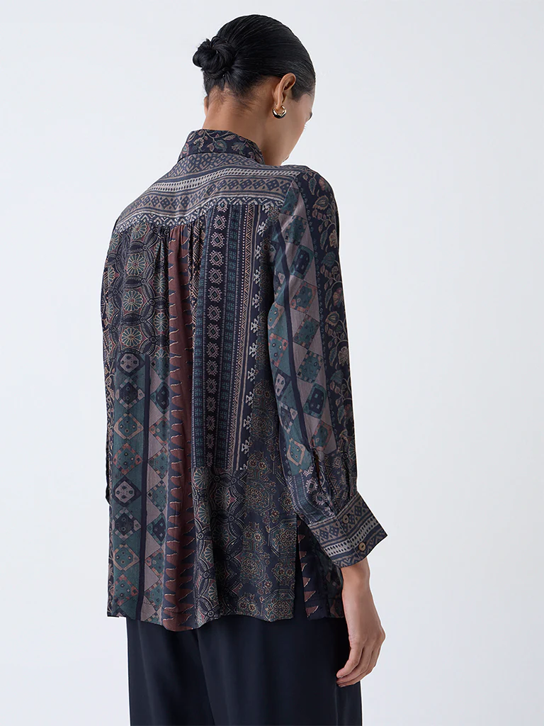 Zuba Black Bagru Pattern Tunic - Image 4