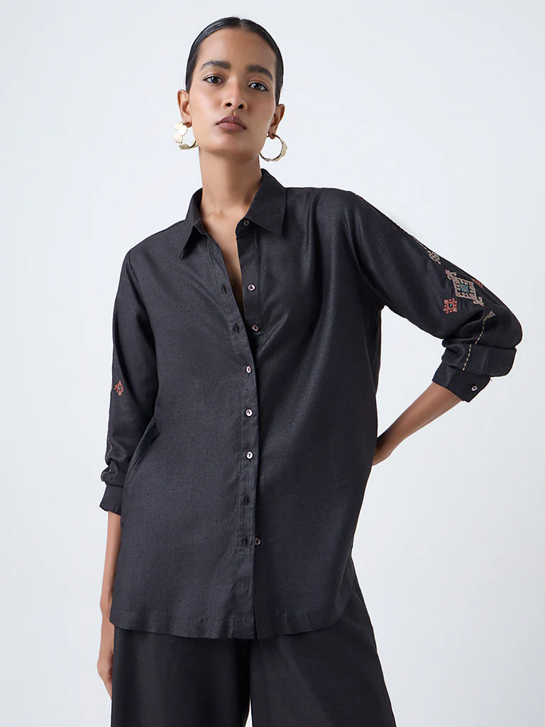 Zuba Black Embroidered Tunic - Image 2