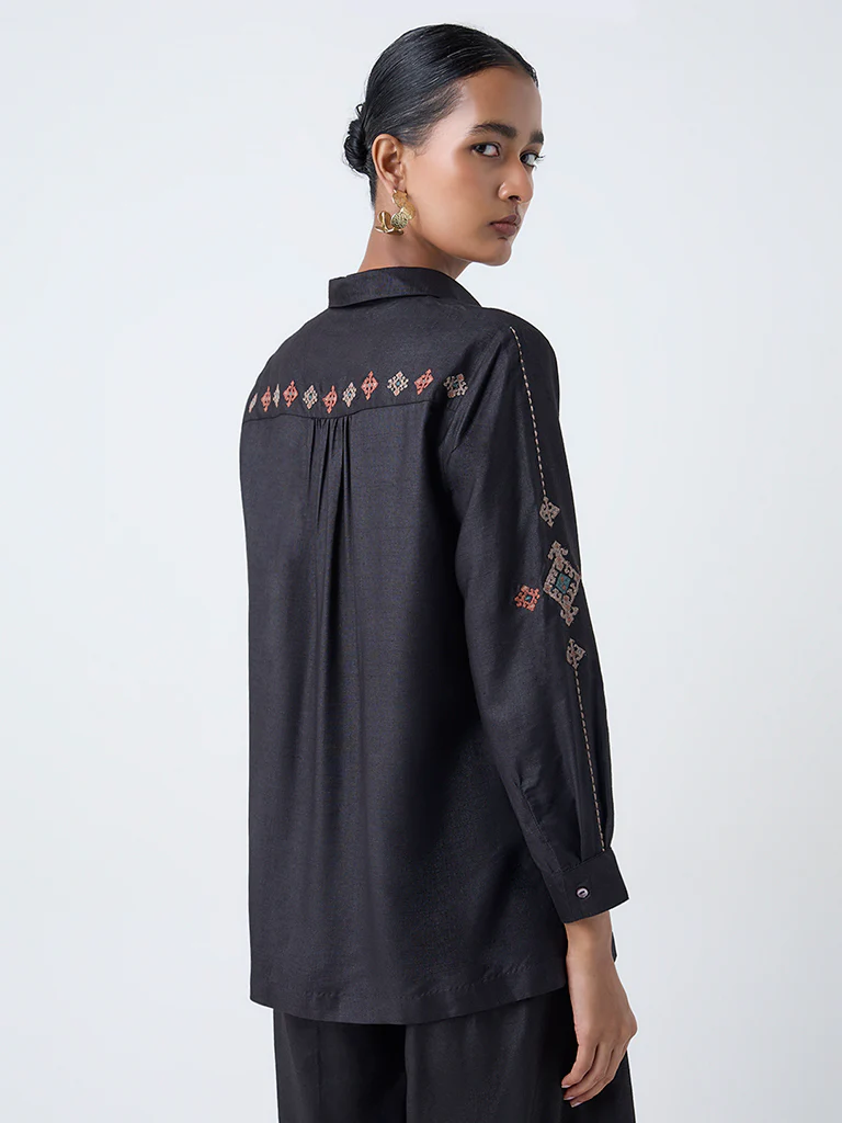 Zuba Black Embroidered Tunic - Image 4