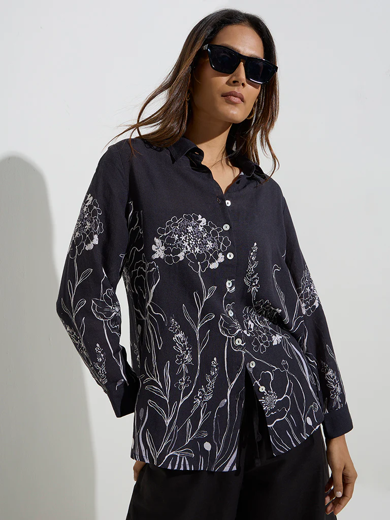 Zuba Black Floral Design Tunic - Image 2