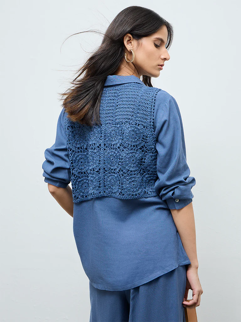 Zuba Blue Crochet Top - Image 4
