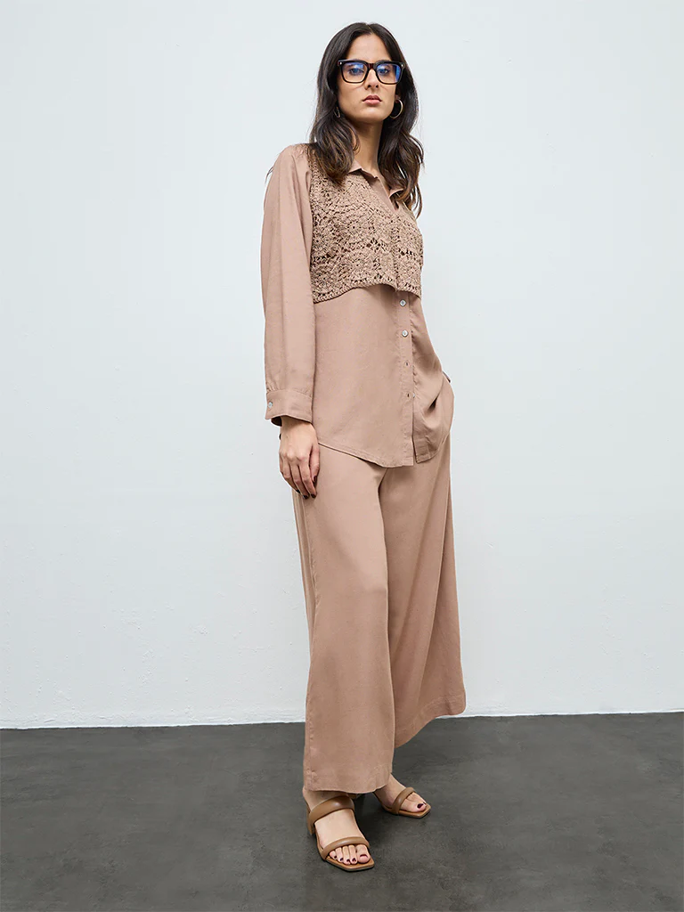Zuba Brown Crochet Top