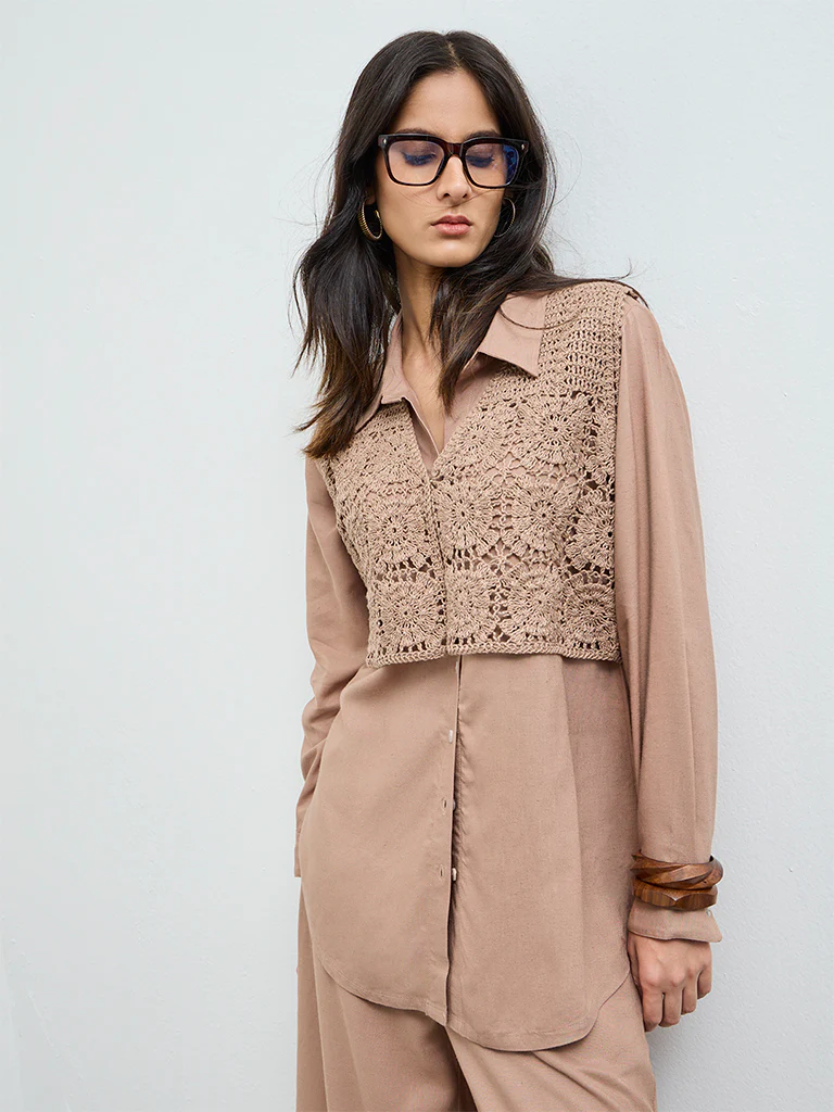 Zuba Brown Crochet Top - Image 2