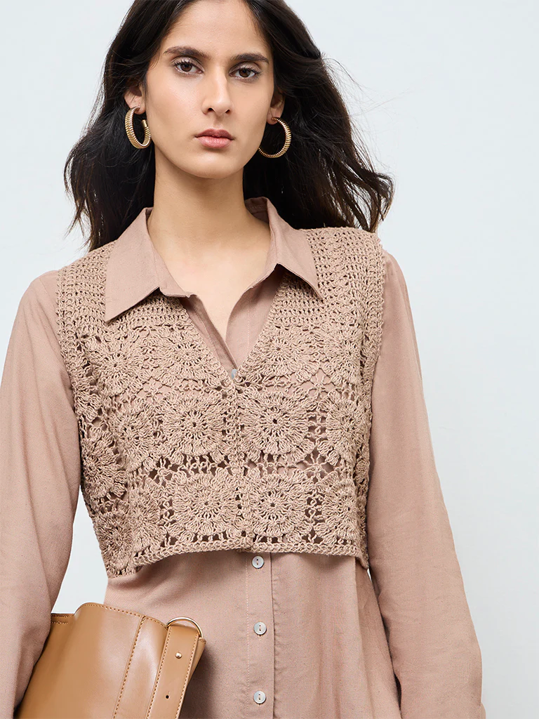 Zuba Brown Crochet Top - Image 3