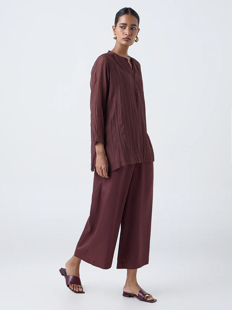 Zuba Brown Solid Palazzos - Image 2