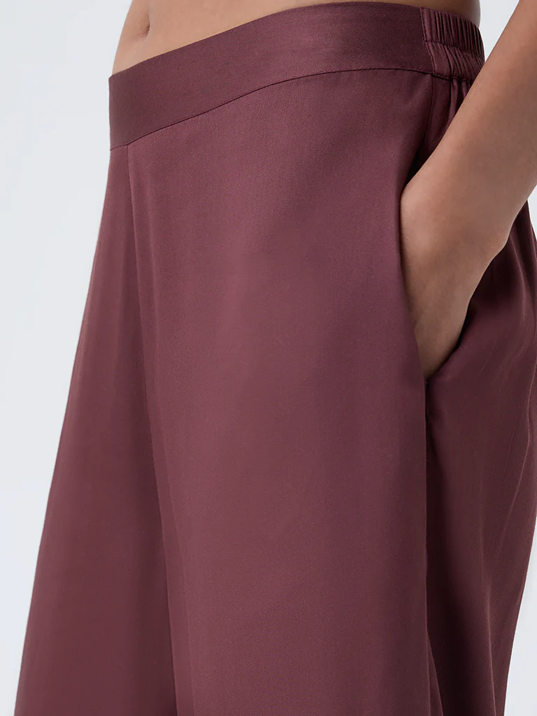 Zuba Brown Solid Palazzos - Image 3