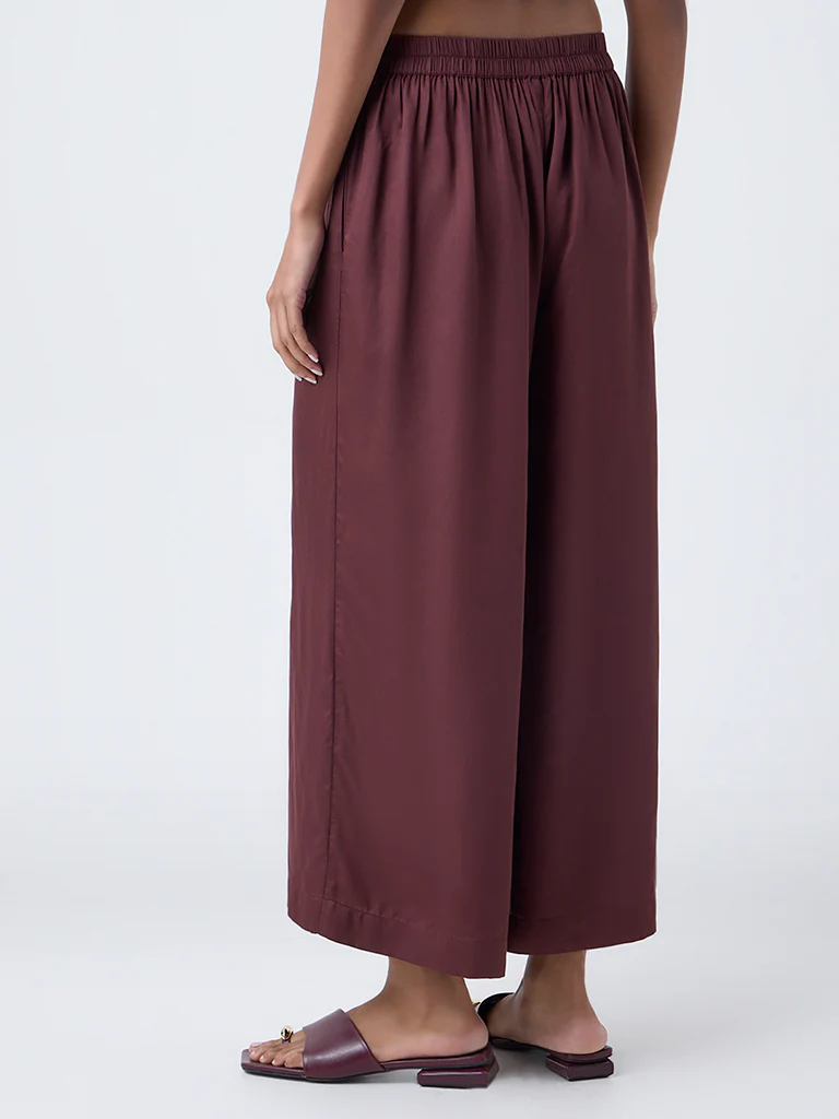Zuba Brown Solid Palazzos - Image 4