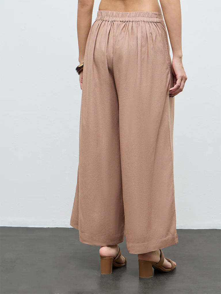 Zuba Brown Solid Palazzos - Image 4