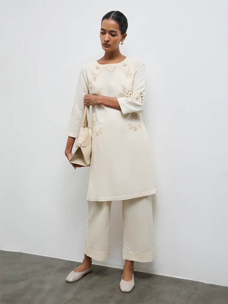 Zuba Cream Solid Pants - Image 2