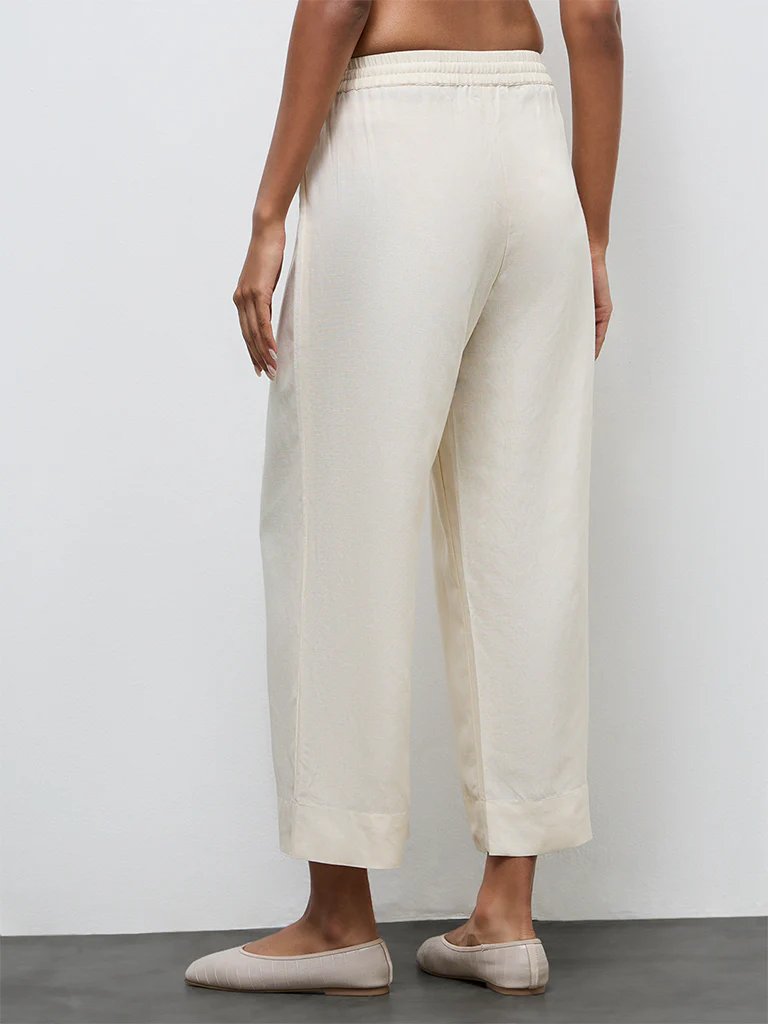 Zuba Cream Solid Pants - Image 4