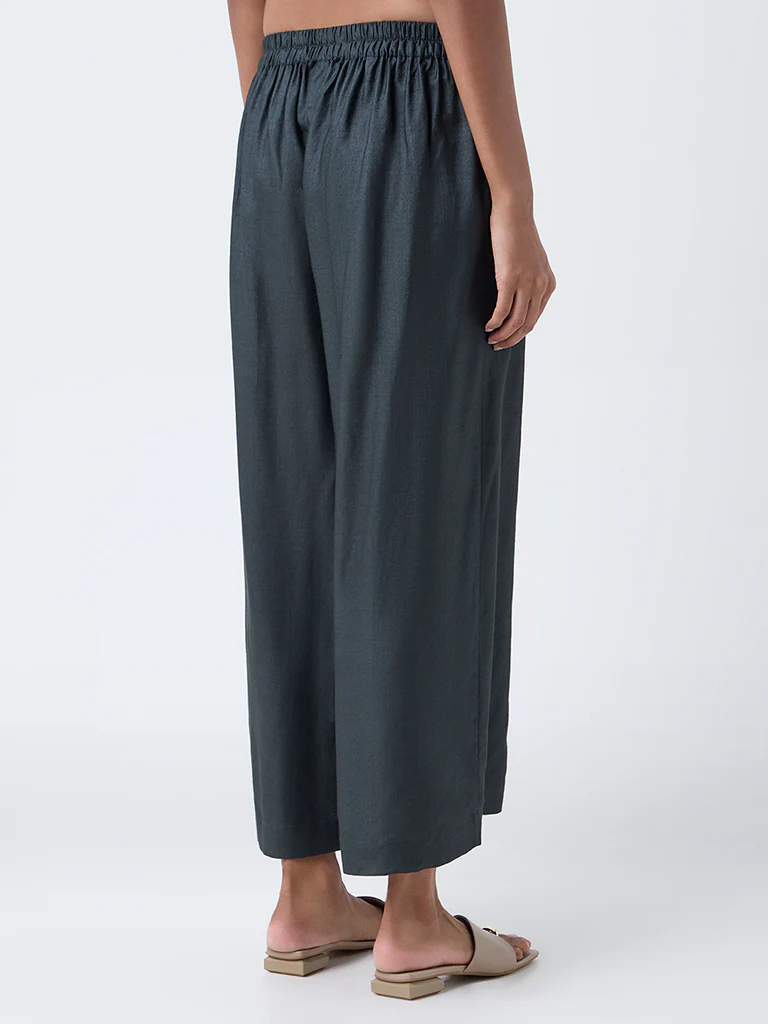 Zuba Dark Green Solid Palazzos - Image 4