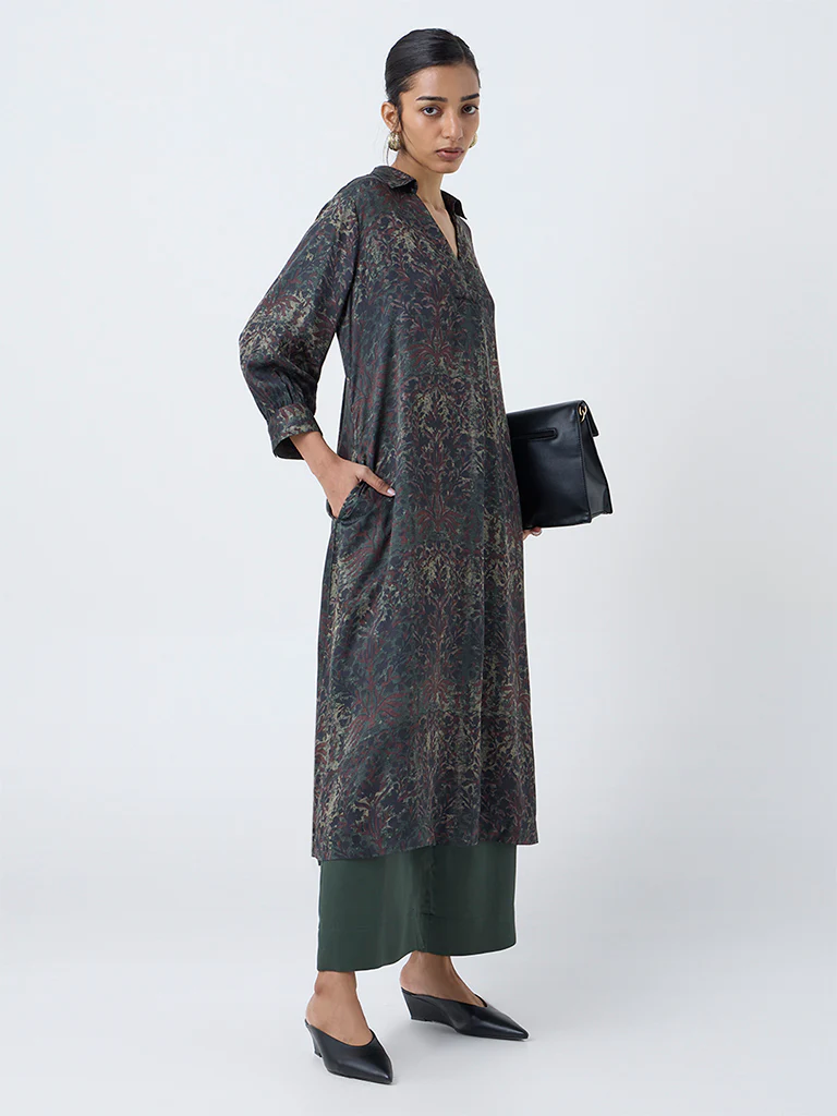 Zuba Dark Green Solid Pants - Image 2