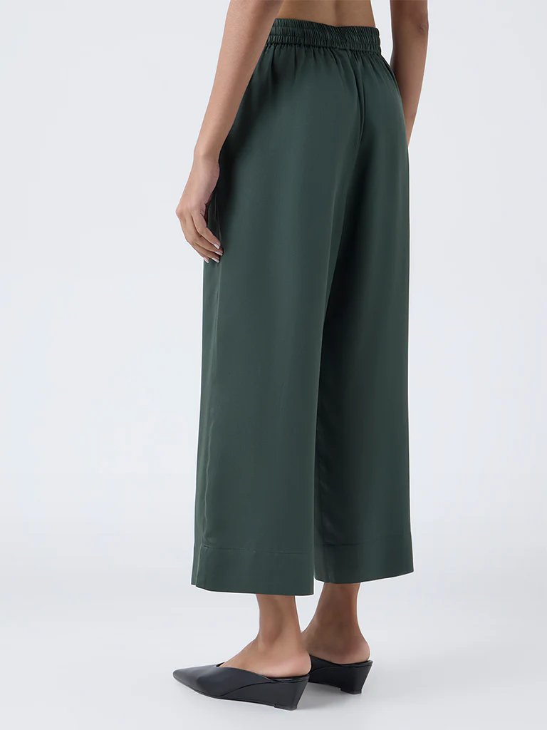 Zuba Dark Green Solid Pants - Image 4