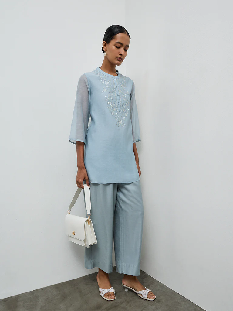 Zuba Dusty Blue Solid Pants - Image 2