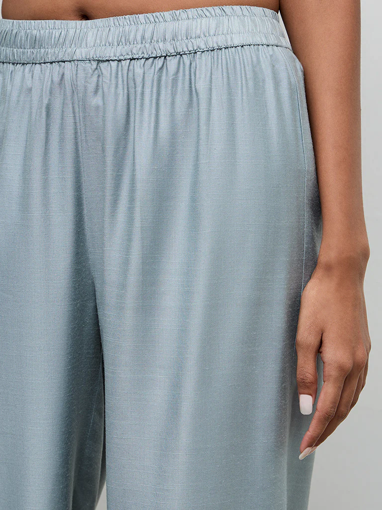 Zuba Dusty Blue Solid Pants - Image 3