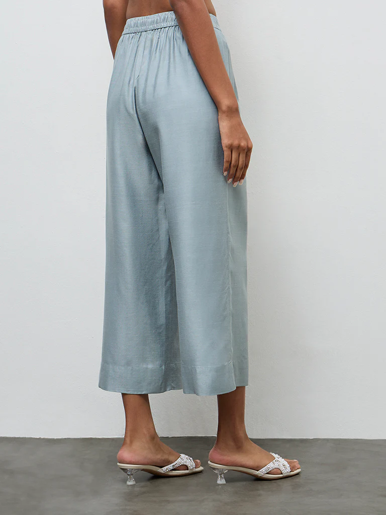 Zuba Dusty Blue Solid Pants - Image 4