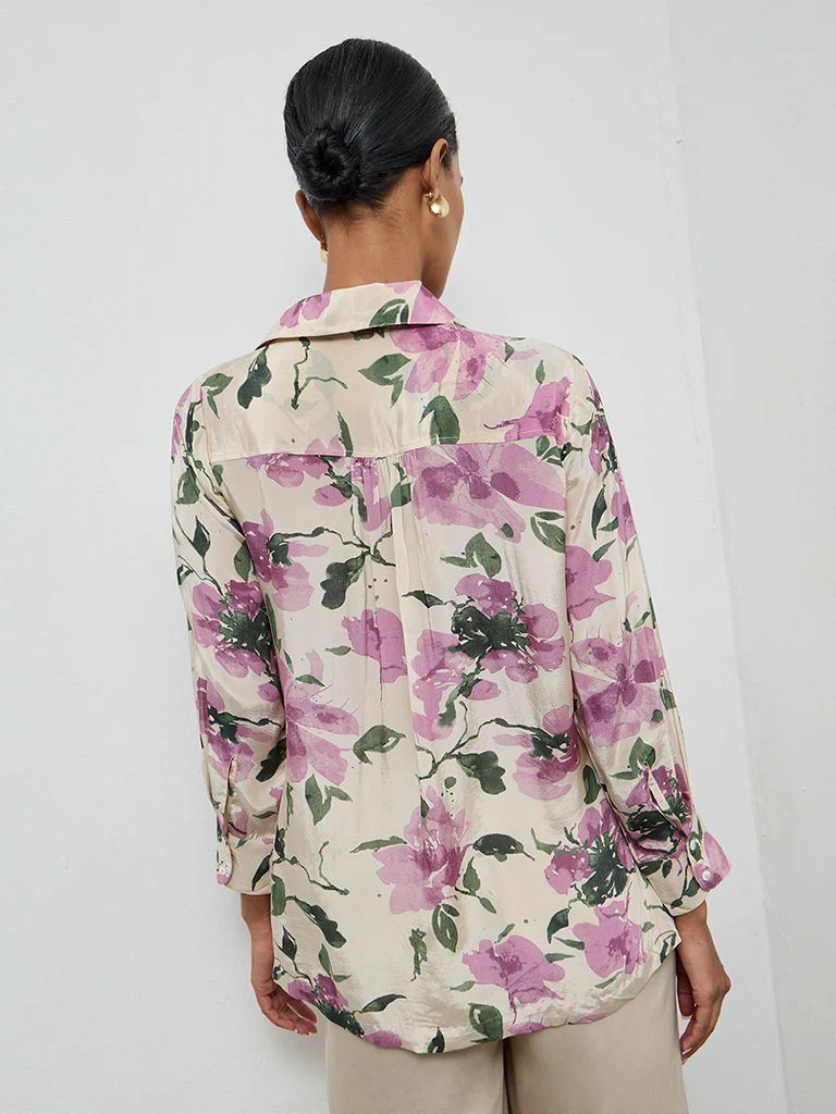 Zuba Dusty Pink Floral Design Tunic - Image 4