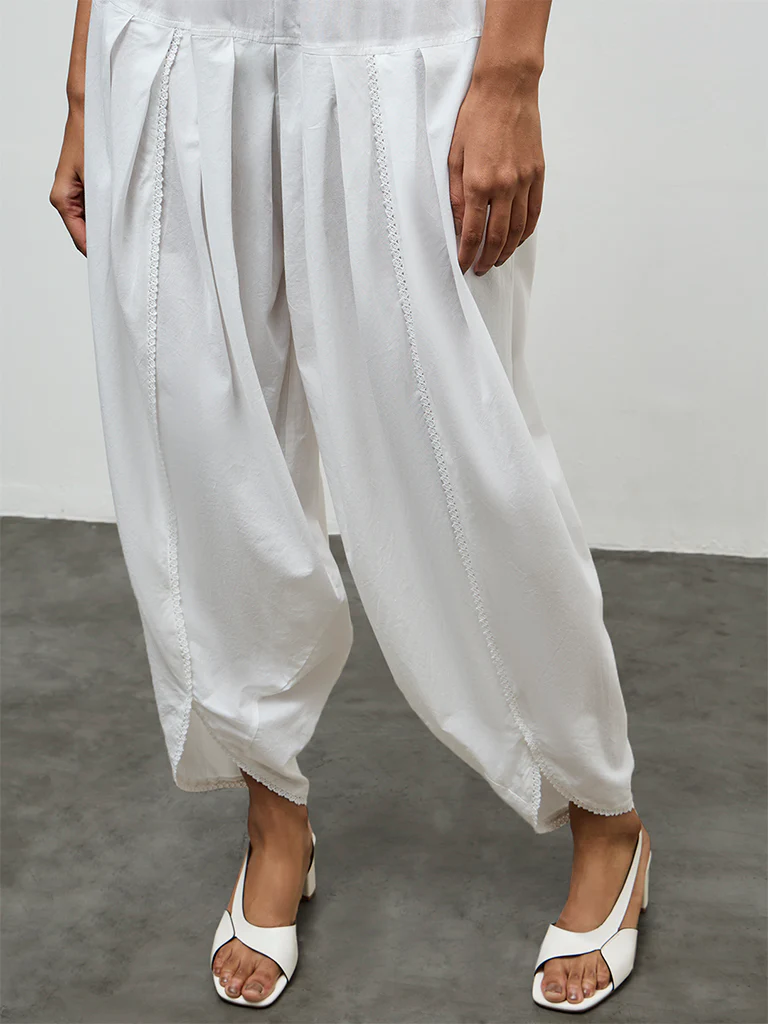 Zuba Ivory Cotton Dhoti Pants - Image 3