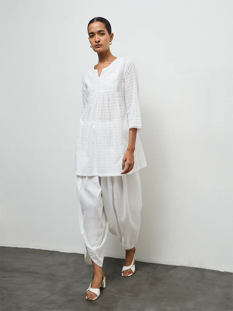 Zuba Ivory Embroidered Cotton Tunic - Image 2