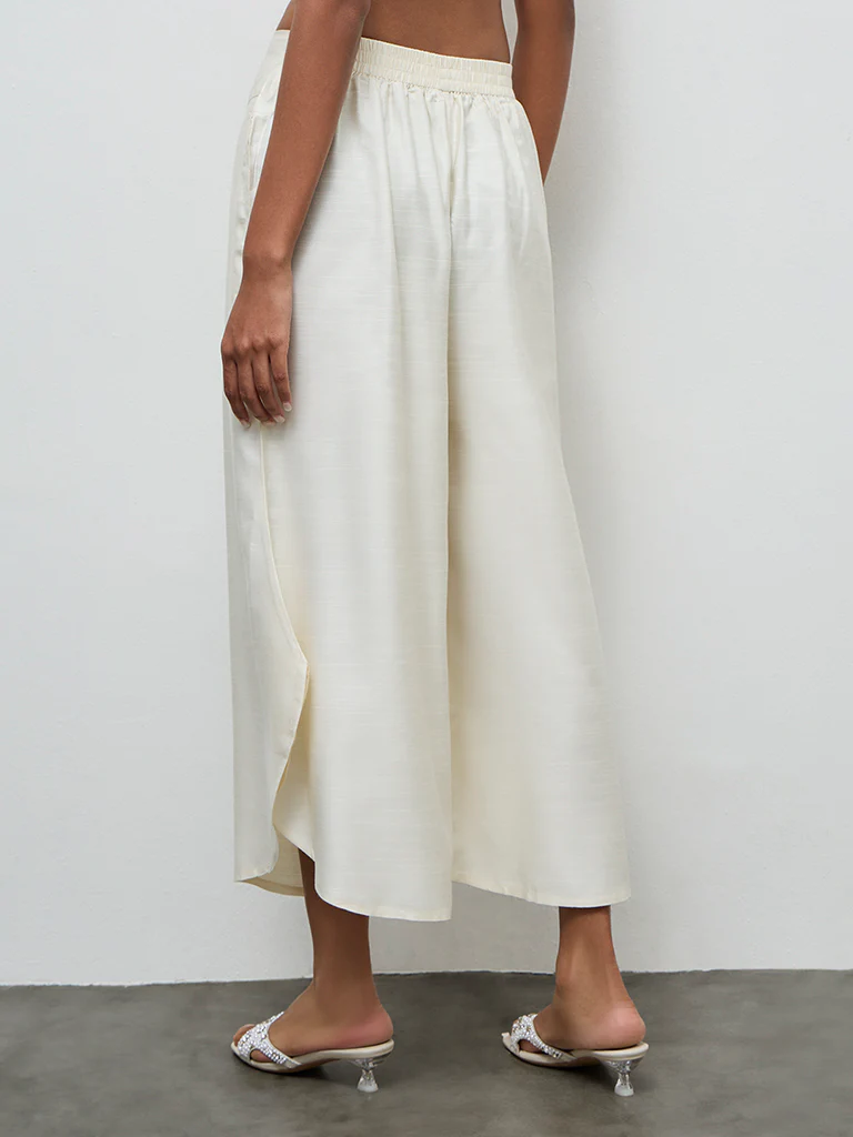 Zuba Ivory Solid Ethnic Pants - Image 4
