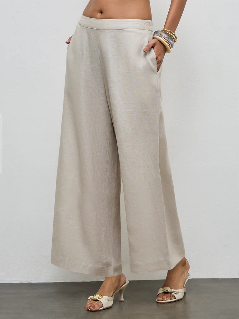 Zuba Light Beige Linen Pants