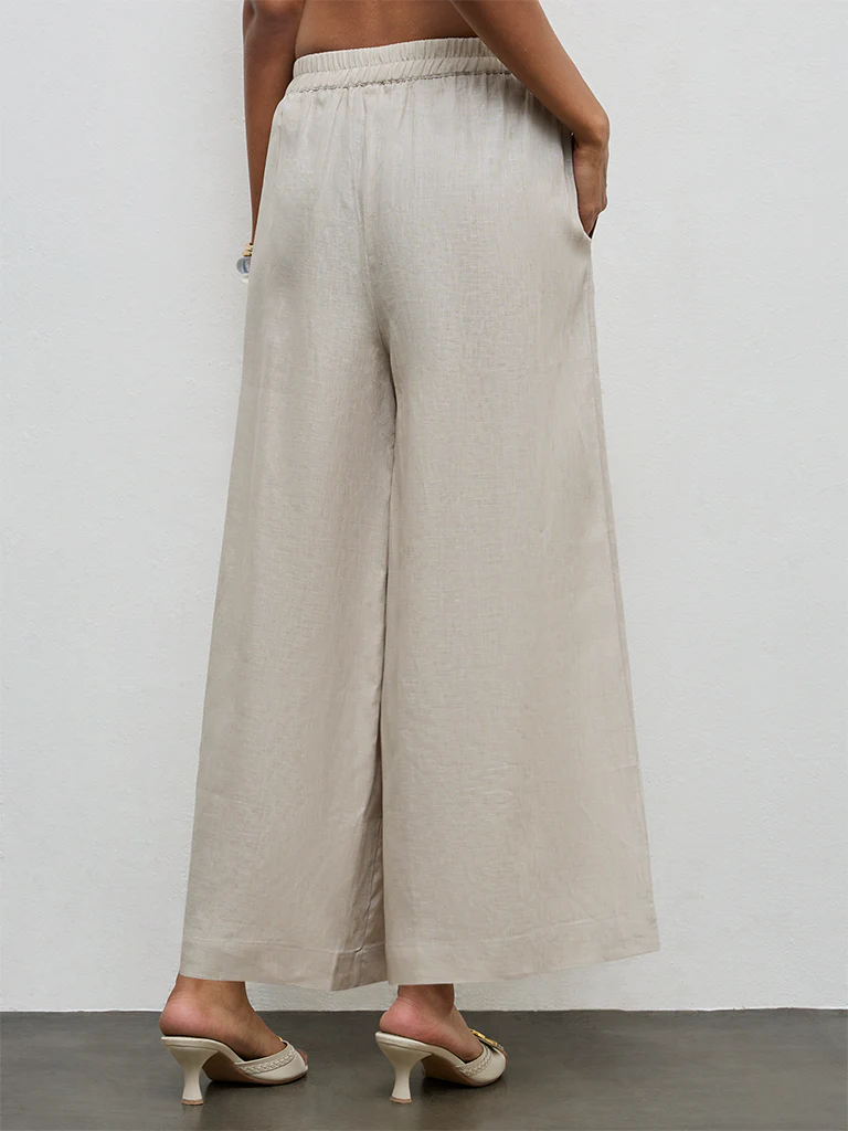 Zuba Light Beige Linen Pants - Image 4