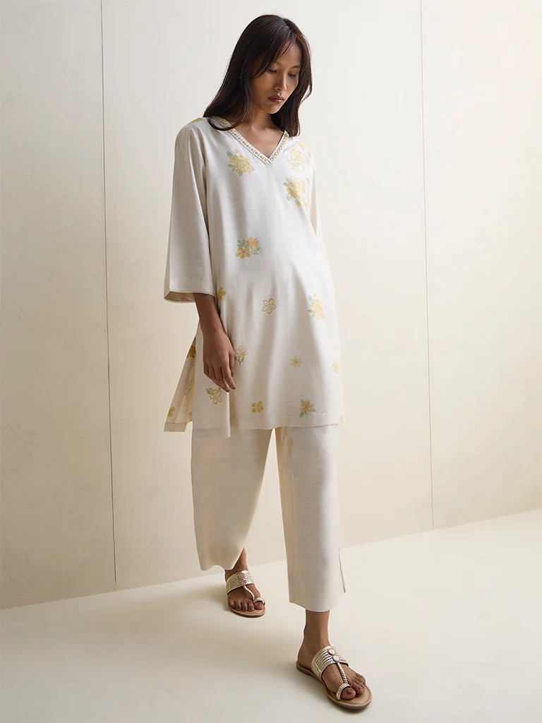 Zuba Light Beige Solid Pants - Image 2