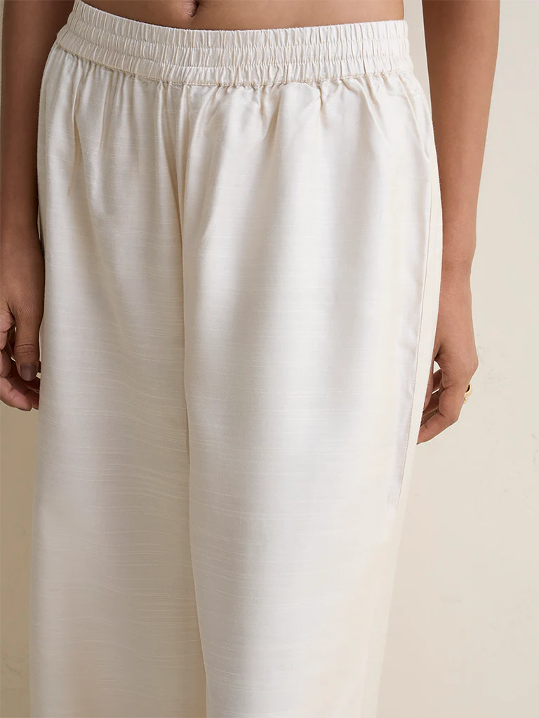 Zuba Light Beige Solid Pants - Image 3