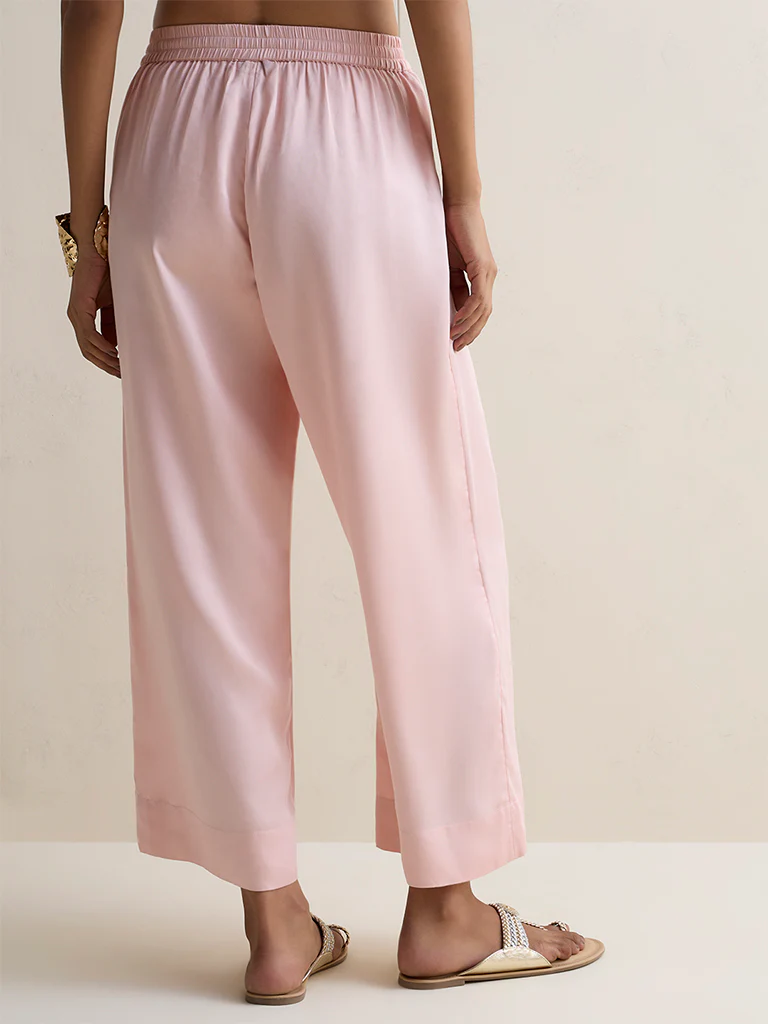 Zuba Light Pink Solid Pants - Image 4