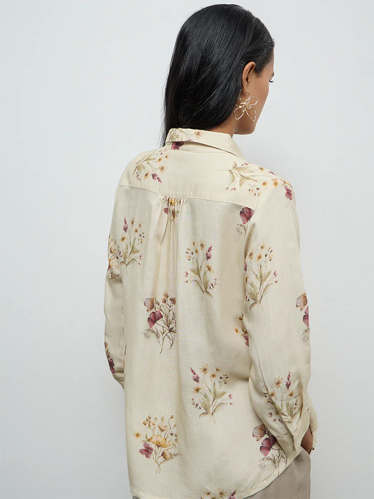 Zuba Light Yellow Floral Printed Tunic - Image 4