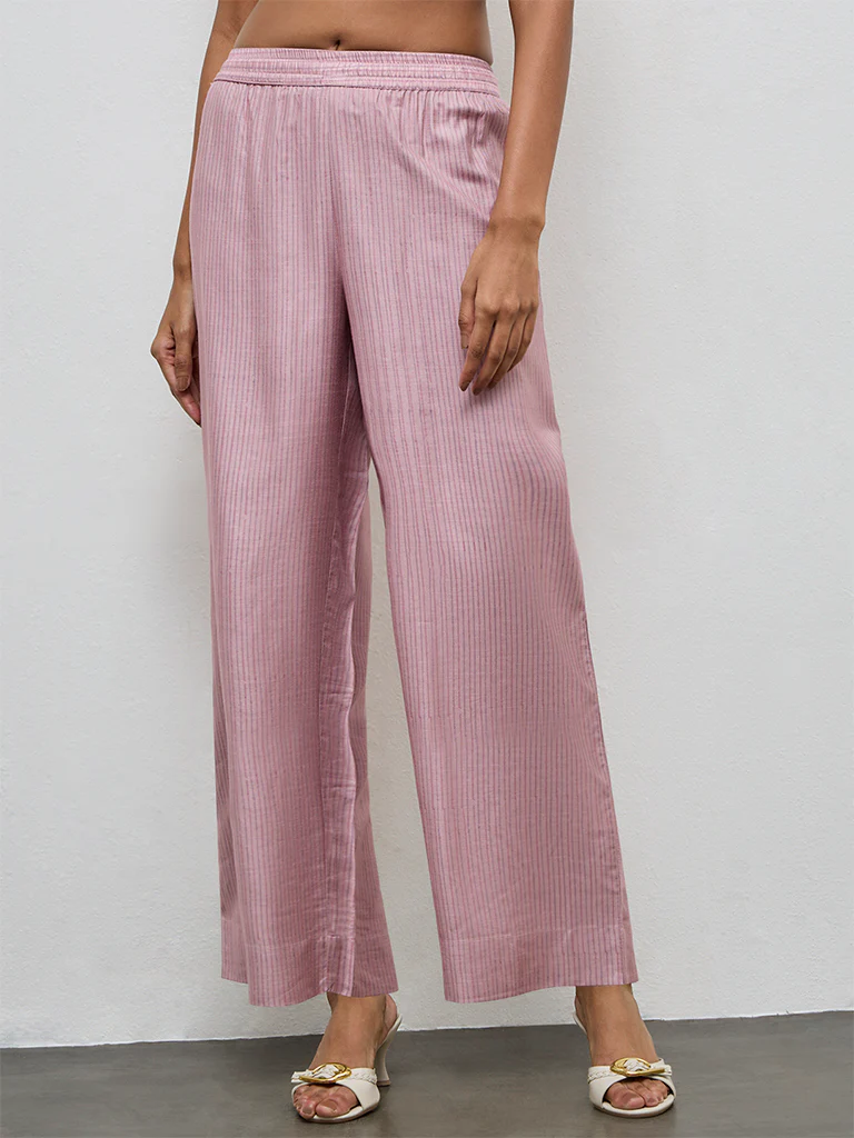 Zuba Lilac Stripe Printed Pants
