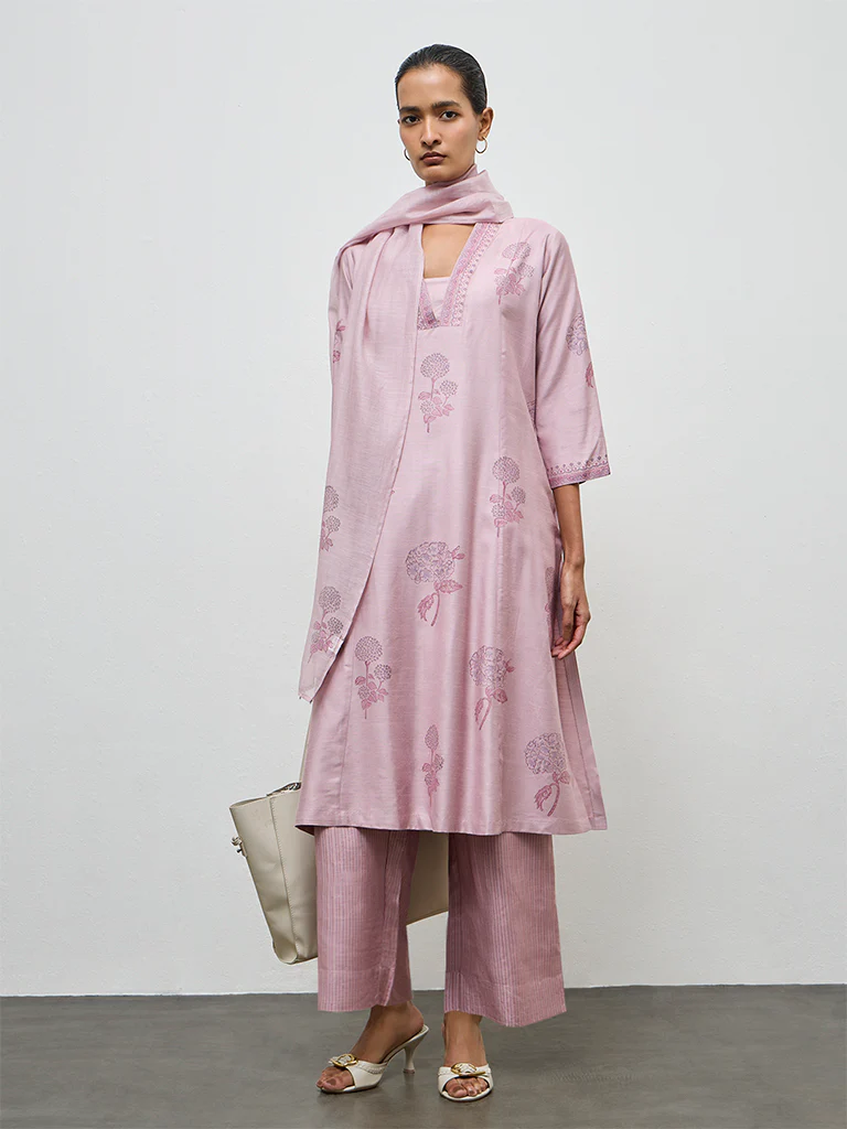 Zuba Lilac Stripe Printed Pants - Image 3