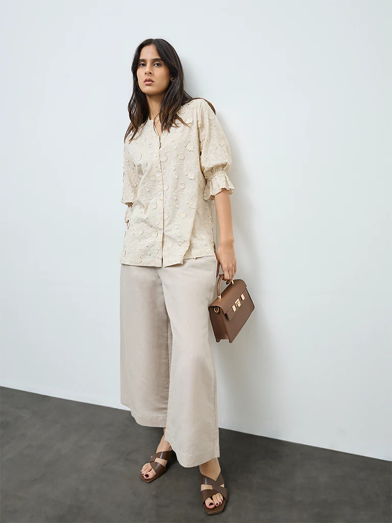 Zuba Off-White Floral Embroidered Tunic - Image 3