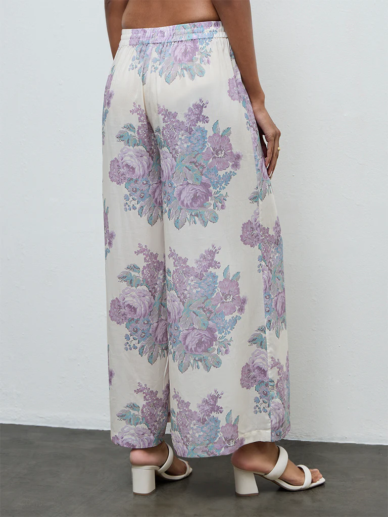 Zuba Off-White Floral Pants - Image 4