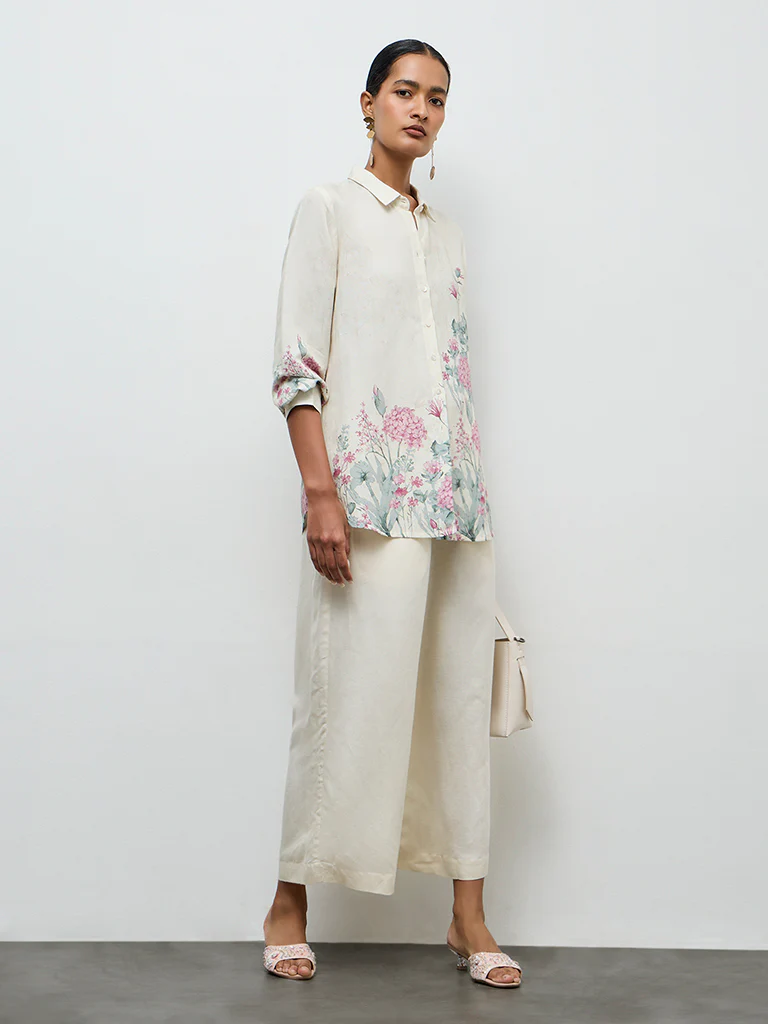 Zuba Off-White Floral Tunic - Image 2