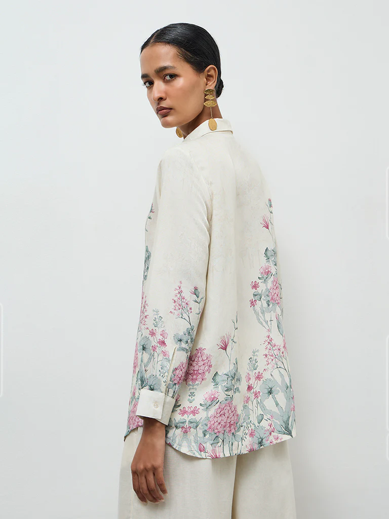 Zuba Off-White Floral Tunic - Image 4