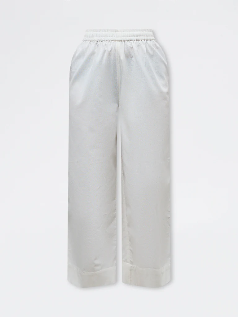 Zuba Off-White Solid Cotton-Blend Pants - Image 5