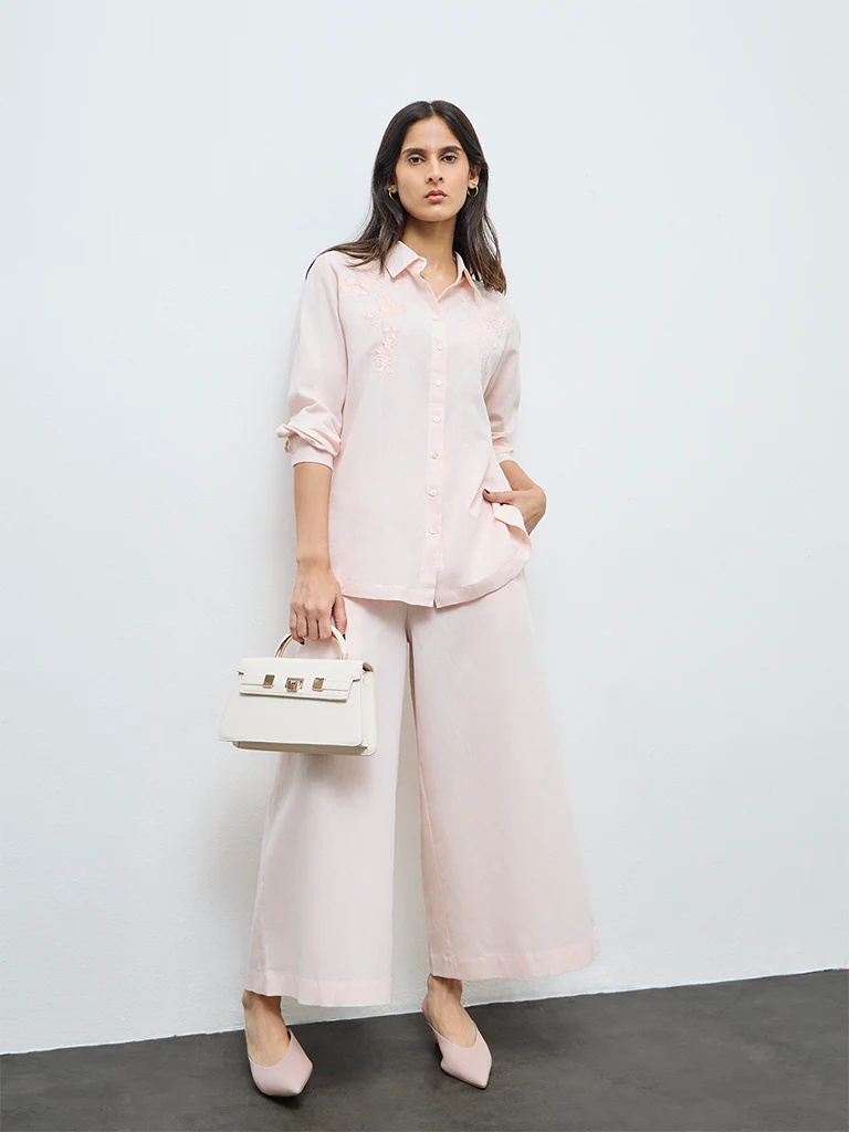 Zuba Pink Floral Embroidered Cotton-Blend Tunic - Image 2
