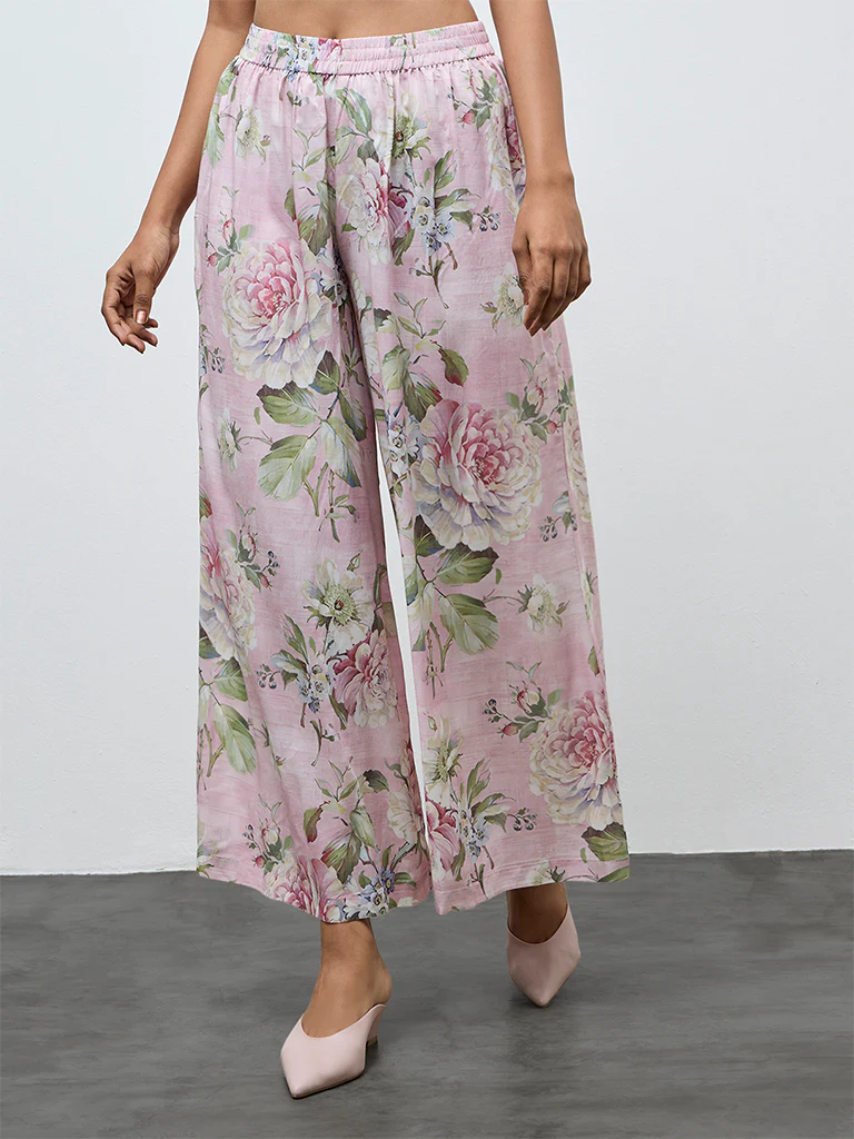 Zuba Pink Floral Palazzos